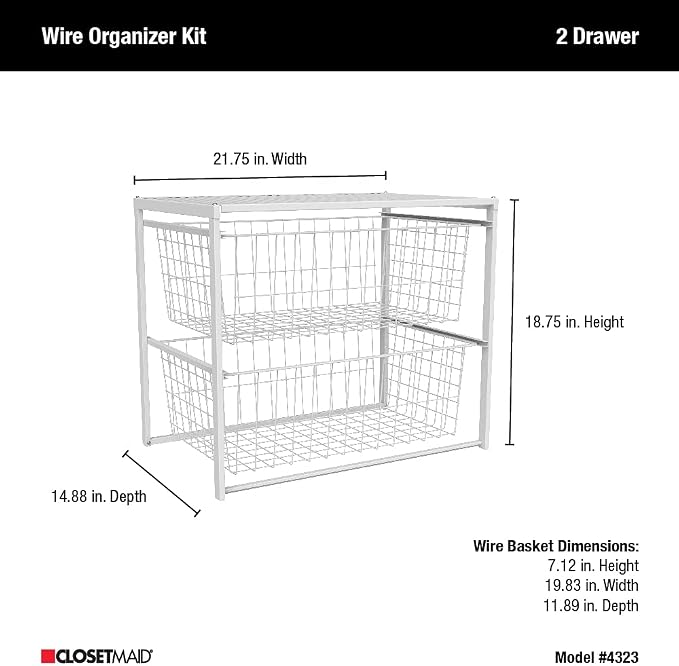 ClosetMaid Wire Basket 2 Drawer Organizer Unit - Image 3