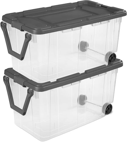 160 Quart Wheeled Stacker, Extra Large Durable Clear Bin, Latch Lid and Pull by Unknown