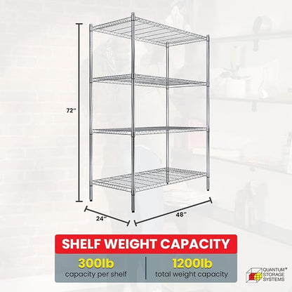 Quantum Storage Systems RWR72-2448LD Adjustable Wire Chrome 4 Shelves 72" H x - Image 3