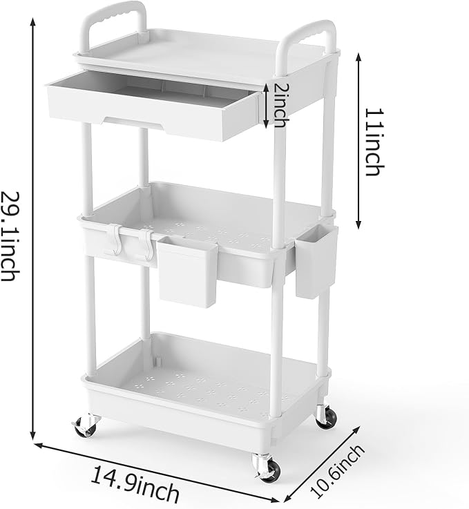 3 Tier Rolling Utility Cart - Image 2