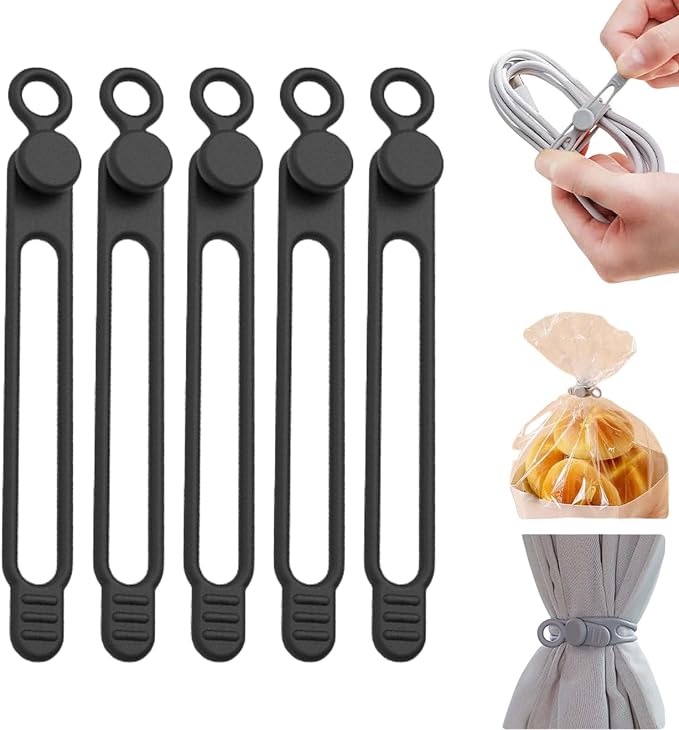 Data Cable Organizer, Silicone Cable Ties Reusable by Viwgnxy