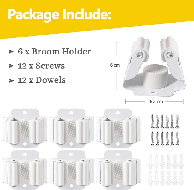 Verdenu 6 Pack Broom Holder Wall Mount, Mop and Broom Holder Wall Mount - Image 3
