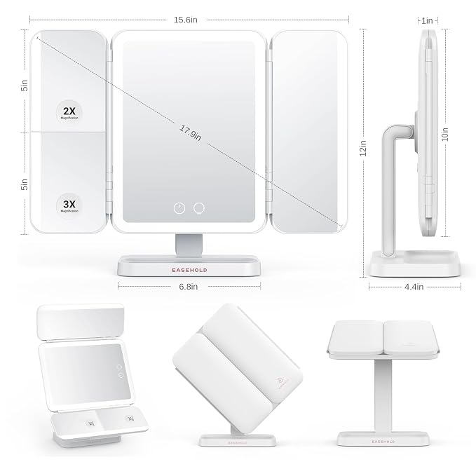 EASEHOLD Makeup Mirror with Lights, Rechargable Lighted Vanity Mirror with 116 - Image 8