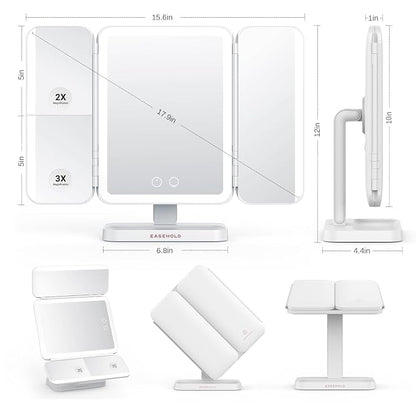 EASEHOLD Makeup Mirror with Lights, Rechargable Lighted Vanity Mirror with 116 - Image 8