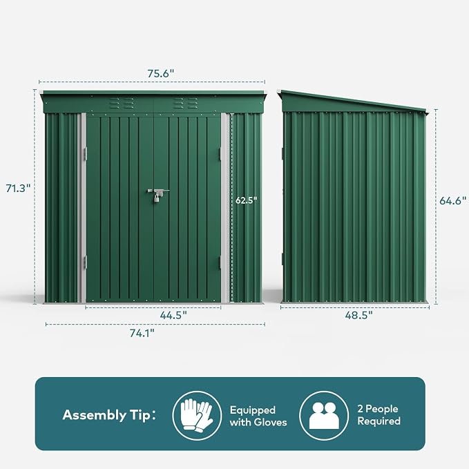 Gizoon 6' x 4' Outdoor Storage Shed - Image 8