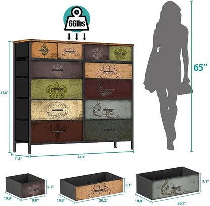 Dresser for Bedroom with 12 Drawers, Tall Fabric Drawer Dresser, Chest of - Image 3