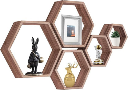 Hexagon Shelves, Floating Wall Shelf, Honeycomb Octagon Cube Shelves Wood | by PHOENANCEE