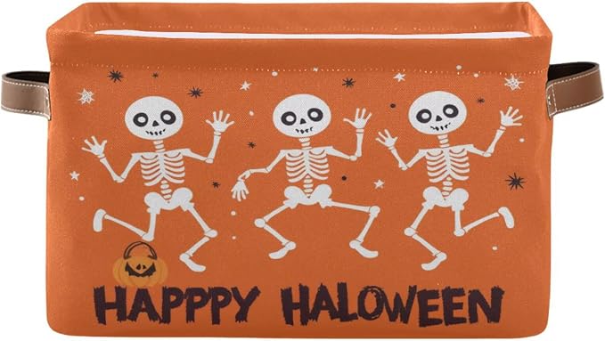Funny Halloween Skeleton Foldable Storage Basket by LLCxigua