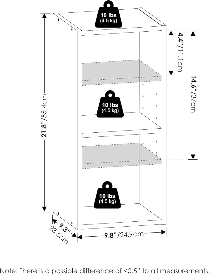 Furinno Fulda Book Shelf, 2-Tier Narrow Bookshelf, Bookcase - Image 3