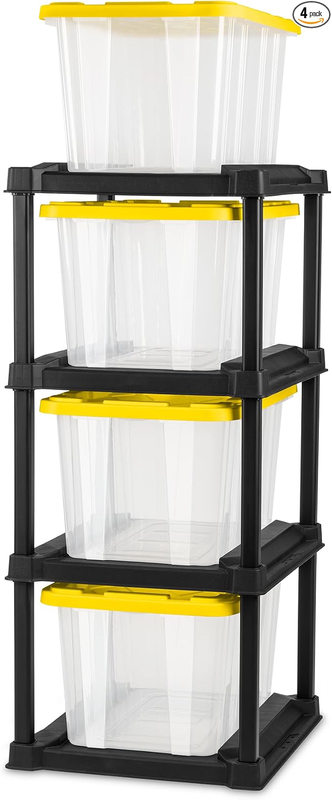Sterilite 4-Tier Tote Rack & 4-Pack 27 Gallon Storage Box, Shelf and Tote by Sterilite