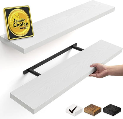 BAYKA Floating Shelves for Wall, 35.4 inches Long Wall Mounted Rustic Wood by Bayka