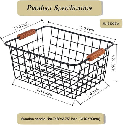 JUNCHU CHERRY Wire Kitchen Storage Basket 2 Packs, Perfect Pantry Organization - Image 2