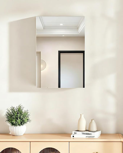Bathroom Medicine Mirror Cabinet, 13.8'' x 19.7'', Wall-Mounted Bathroom Vanity - Image 4