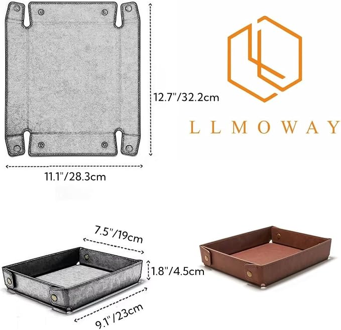 LLmoway PU Leather Valet Tray Nightstand Desk Organizer - Image 2