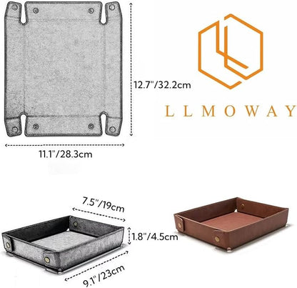 LLmoway PU Leather Valet Tray Nightstand Desk Organizer - Image 2