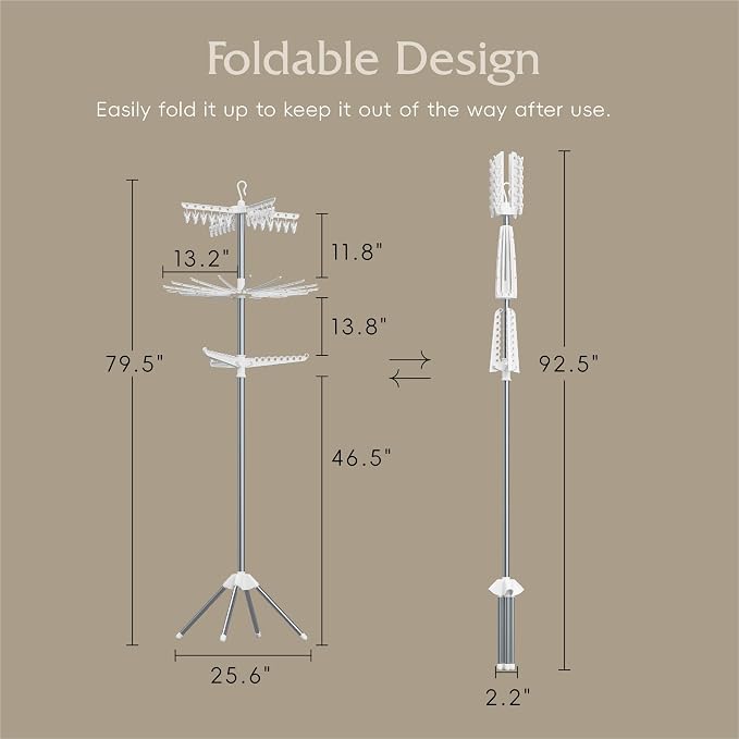 Beaudaily Clothes Drying Rack, Foldable 79.5-Inch Laundry Drying Rack, 3 Tie - Image 7