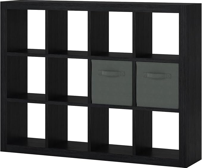 furtble Bookshelf with Storage Bin, 12-Cube Storage Organizer, Modern Wood Open - Image 9