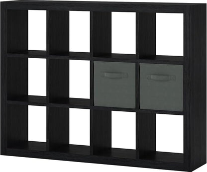 furtble Bookshelf with Storage Bin, 12-Cube Storage Organizer, Modern Wood Open - Image 9