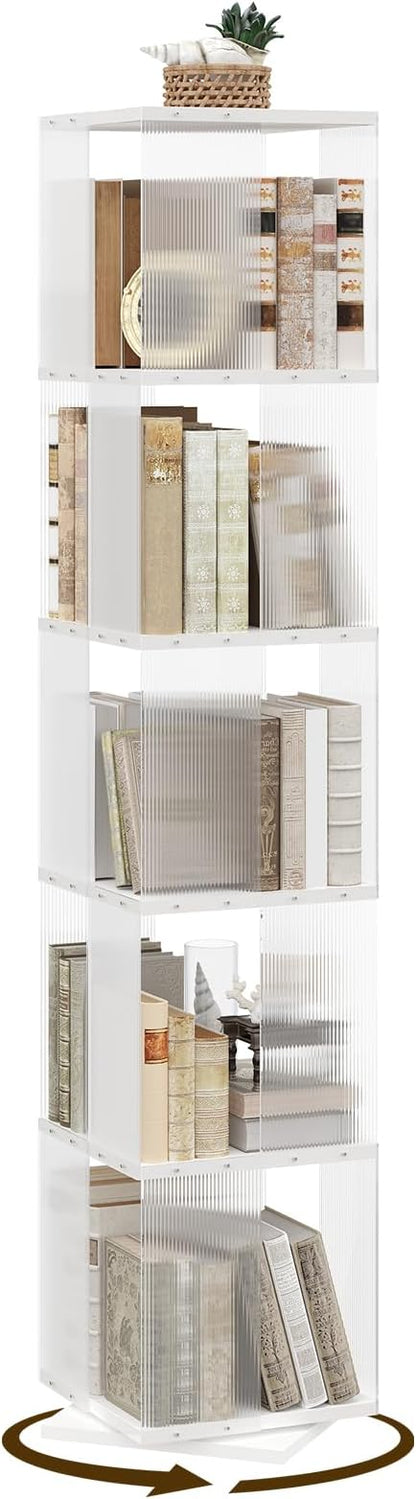 YATINEY 5-Tier Rotating Bookshelf, 360 Spinning Corner Bookcase Tower, by Yatiney