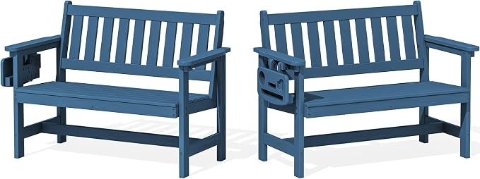 SERWALL HDPE Outdoor Bench, Weatherproof Porch Bench, 2 Pack, Suitable by SERWALL