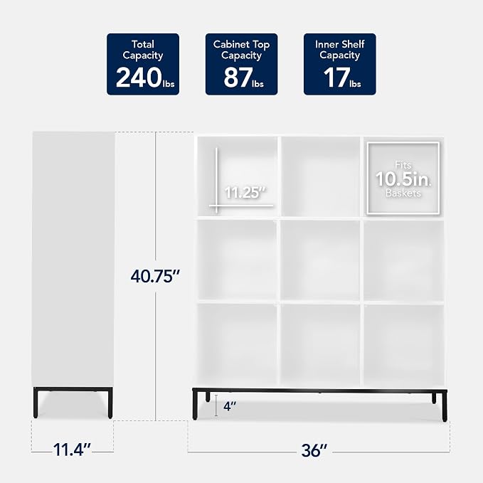 Best Choice Products 9-Cube Bookshelf, 3-Tier Wood Storage Bookcase W/Legs - Image 2