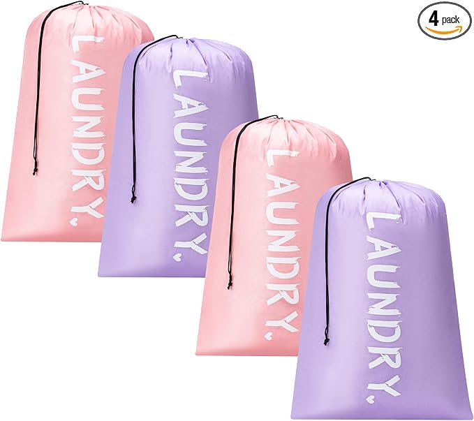 4 Pack XL Travel Laundry Bag, Machine Washable Dirty Clothes Organizer by Unknown