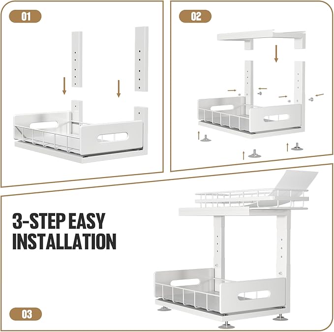 Under Sink Organizer Upgrade To Professional Rails, 2-Tier Dual Pull Out - Image 5