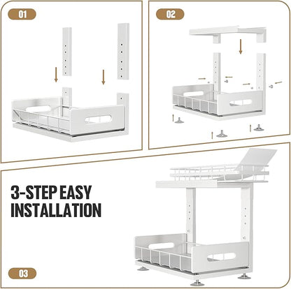 Under Sink Organizer Upgrade To Professional Rails, 2-Tier Dual Pull Out - Image 5