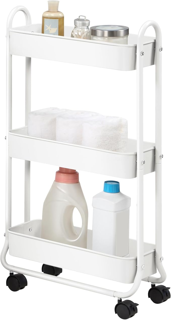 SunnyPoint Slim Rolling Storage Cart, 3 Tier Bathroom Storage Organizer Bathroom by SunnyPoint