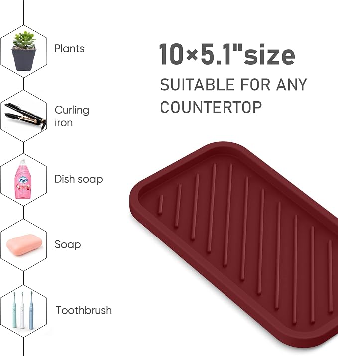 EG-SIPRO Silicone Sponge Holder, Large 10" Kitchen Sink Organizer Tray Kitchen - Image 4
