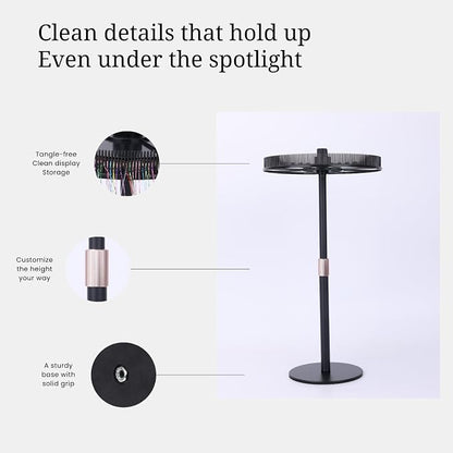 Adjustable Hair Extension Stand – Matte Black Metal, Tangle-Free Storage & - Image 3