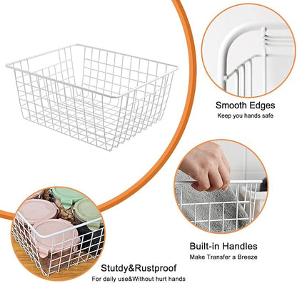 3 Pack Large White Wire Baskets - Image 3