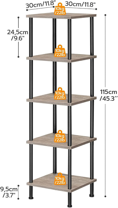 HOOBRO 5-Tier Corner Shelf Stand, Corner Square Rack Display Shelf, Tall - Image 3