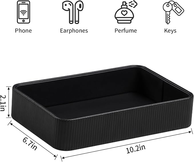 PU Leather Valet Tray Organizer, Modern Nightstand Organizer Bedside Desktop - Image 7
