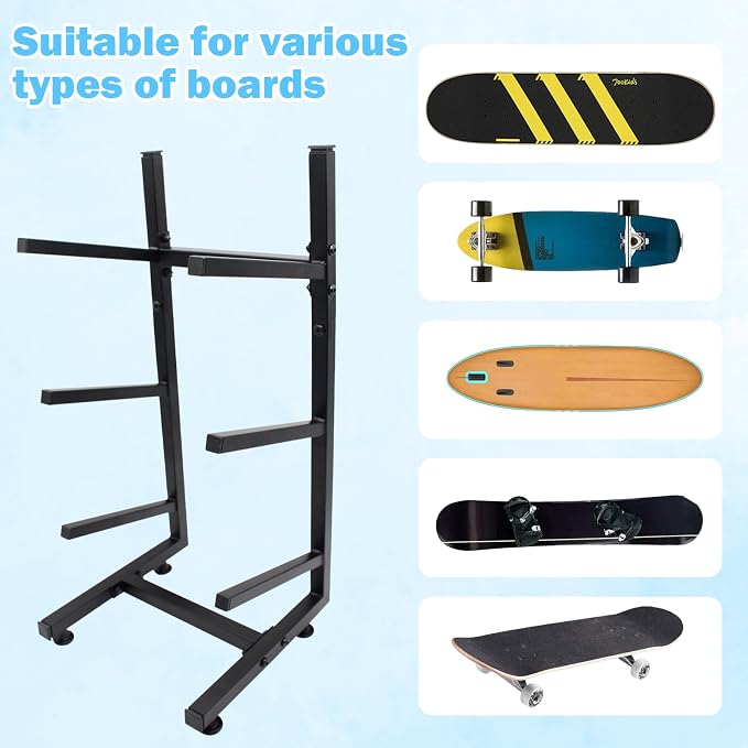 Skateboard Rack, 3-Layer Skateboard Stand, Snowboard Wall Mount, Skateboard - Image 5