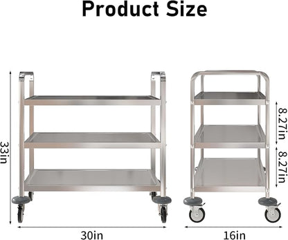 uyoyous 3 Tier Stainless Steel Utility Cart Commercial Serving cart - Image 3