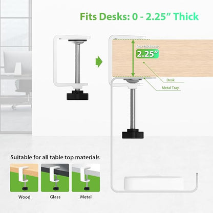 KEEGH 16'' Under Desk Cable Management Tray, No Drill Clamp Mount, Sturdy Metal - Image 7