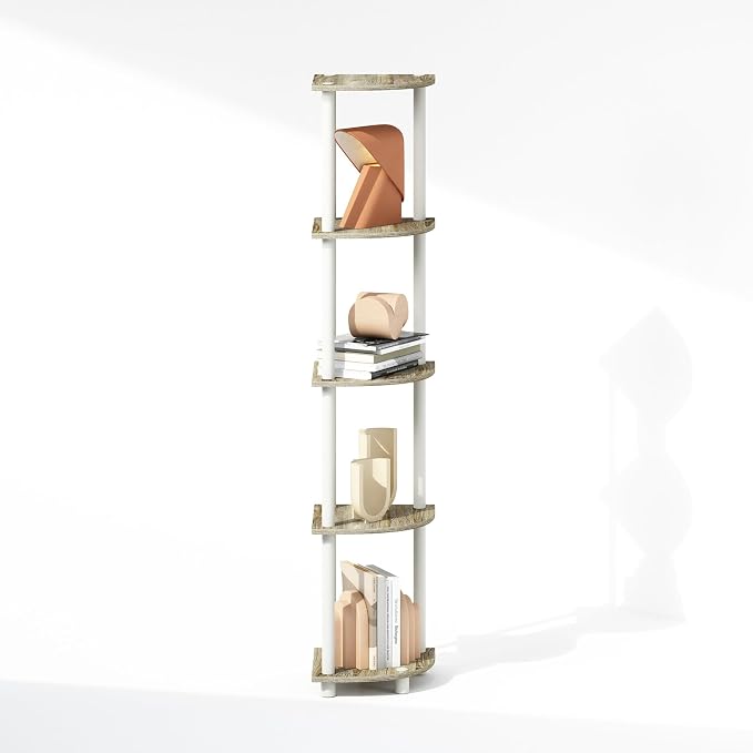 Furinno Turn-N-Tube Storage Shelves, 5-Tier Book Shelf, Corner Shelf - Image 6