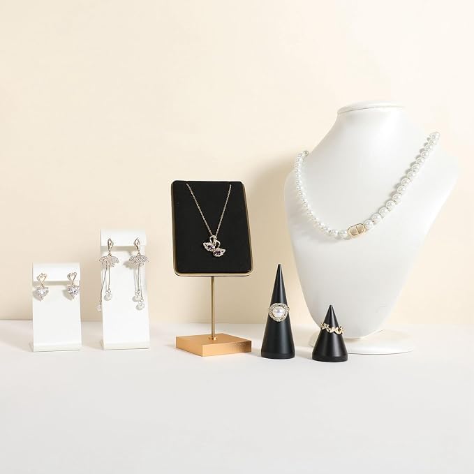 GemeShou Black velvet necklace stand, small metal jewelry stand - Image 6
