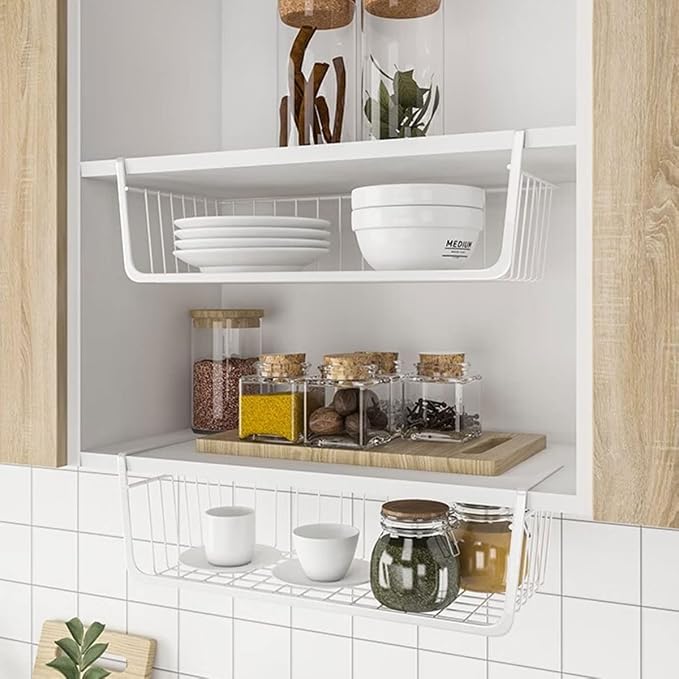 Under Shelf Storage Basket, Hanging Shelf Basket Slides Under Shelves - Image 2