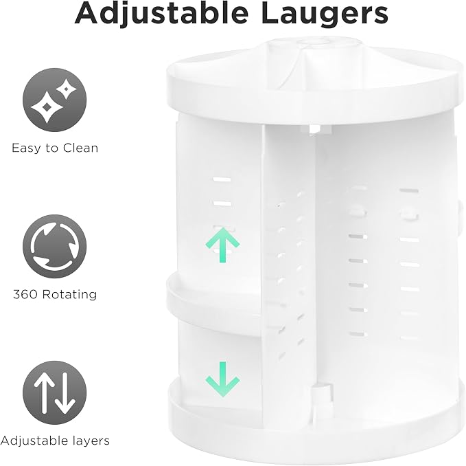 HBlife Extra Large 360 Rotating Makeup Organizer Adjustable Carousel Large - Image 3