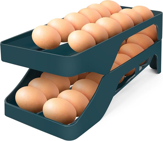 Egg Holder for Fridge Automatic Rolling Egg Dispenser for Refrigerator Kitchen by ZEJOROSE
