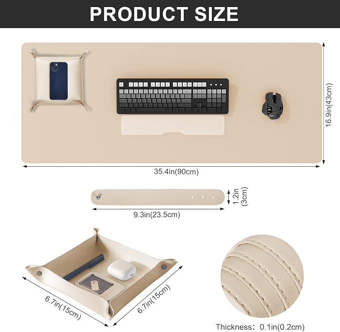 DAWNTREES Dual Sided Desk Mat, Leather Desk Pad, Cork Desk Mat Protector - Image 3
