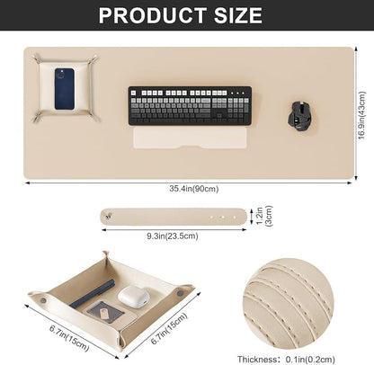 DAWNTREES Dual Sided Desk Mat, Leather Desk Pad, Cork Desk Mat Protector - Image 3