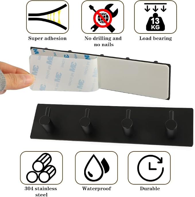 Picowe Key Holder for Wall Decorative, Adhesive Stainless Steel Key Hooks - Image 7