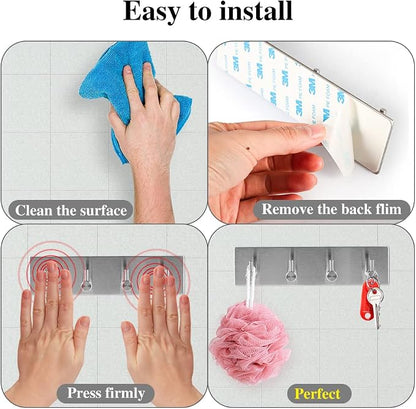Picowe Key Holder for Wall Decorative, Adhesive Stainless Steel Key Hooks - Image 7