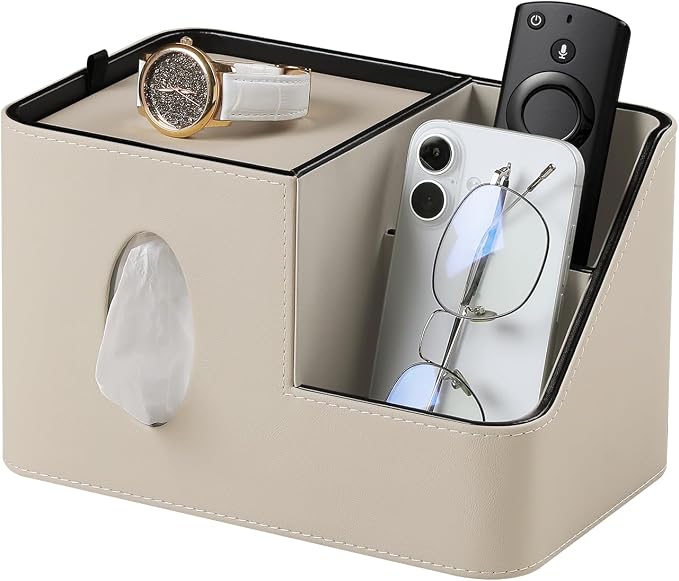PU Leather Square Tissue Box Cover by Unknown