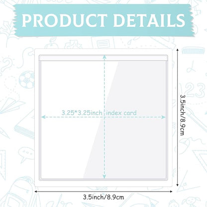 Glenmal 50 Pcs Self Adhesive Index Card Pockets | Clear Label Holder Plastic - Image 3