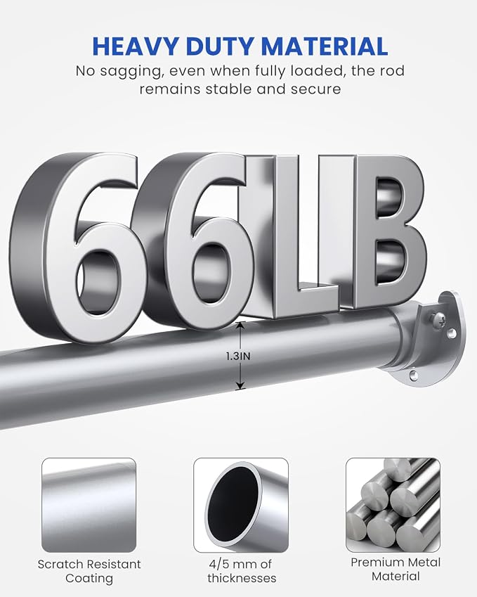Supforce Closet Rods for Hanging Clothes, 17 to 54 Inches Stepless Adjustable - Image 4