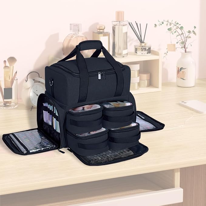 Large Cosmetic Bag with 4 Removable Case and 2 Removable Dividers Double Layer - Image 6